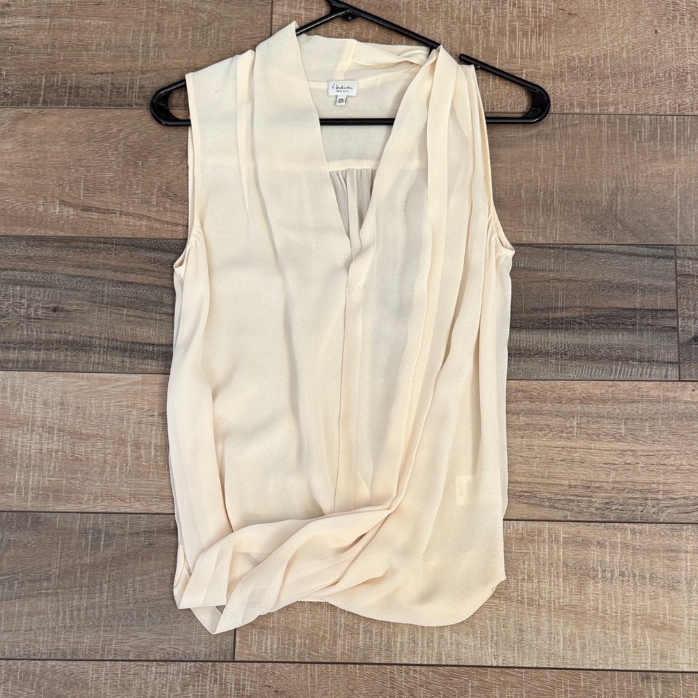Babaton Cream Sleeveless Draped Blouse